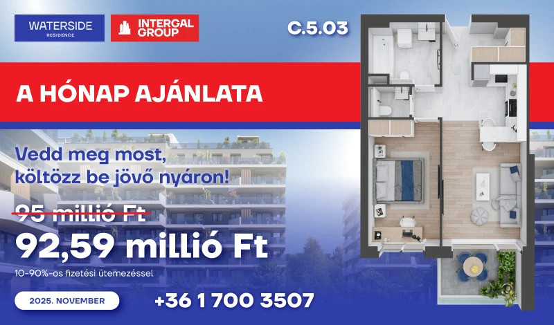 Waterside Residence új építésű lakás Marina-part. 