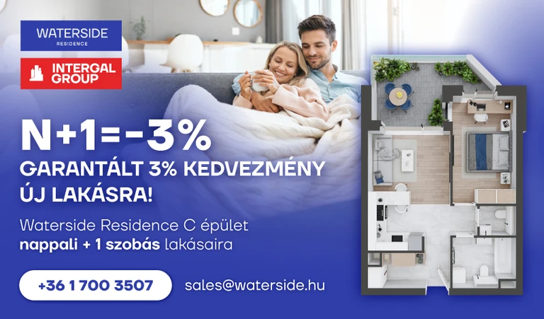 Waterside Residence új építésű otthonok Budapesten. 3% kedvezmény!